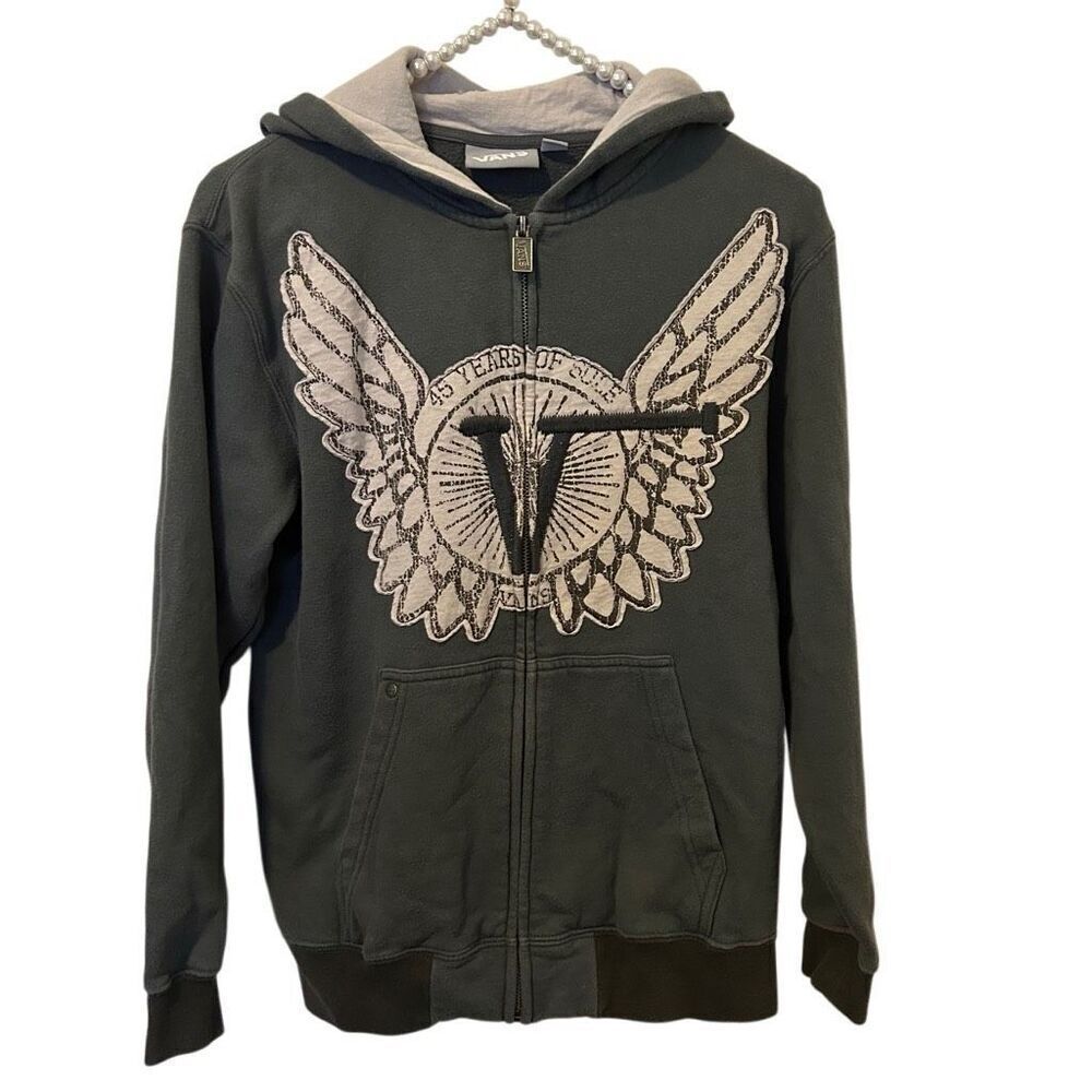 Vans Sweater Women Large Wings Full Zip Hoodie sweater skater skateboard grunge